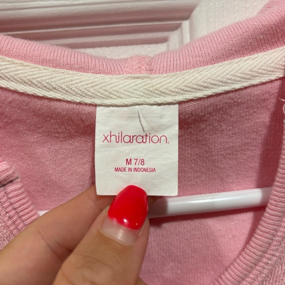 XHILARATION Girl’s Pink Hooded Swim Suit Cover Up Dress w/ Pocket - size M(7/8) - Picture 2 of 3